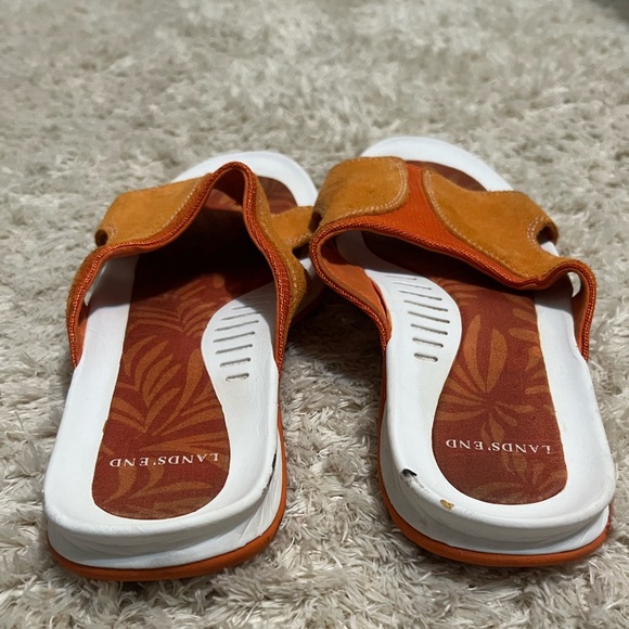 Lands’ End Comfort Slide Sandals Orange Brown Suede Leather Womens Size 10B - Picture 5 of 9